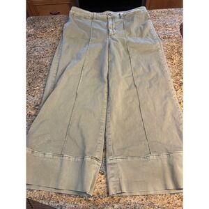 CHNO by Anthropologie Cropped Wide Leg Pants Olive Green Size 10